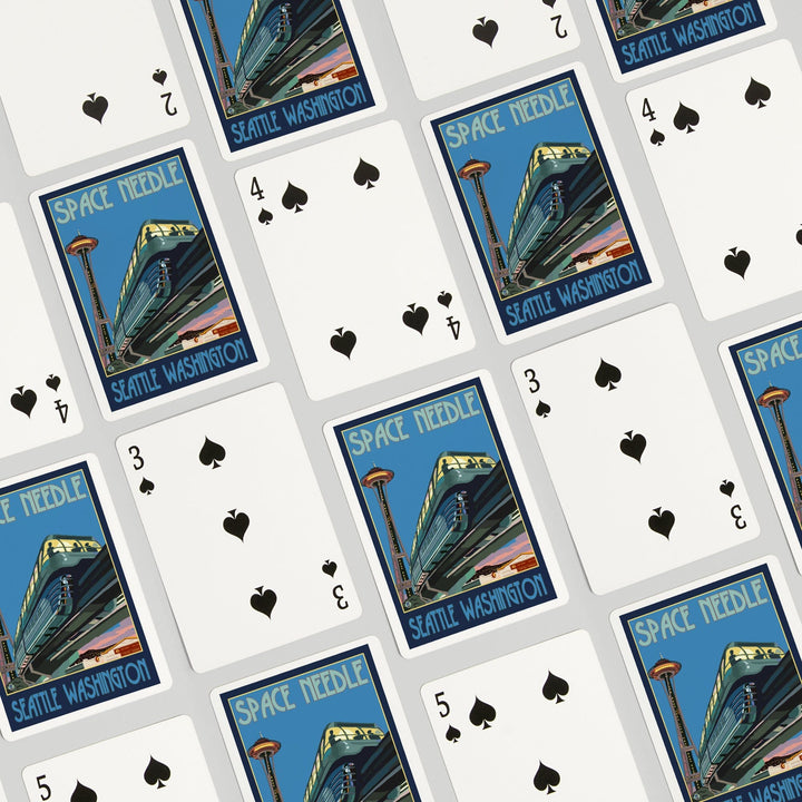 Playing Cards, Seattle, Washington, Space Needle and Monorail, 52 Card Deck with Jokers in Box, Unique Art Cards Lantern Press 