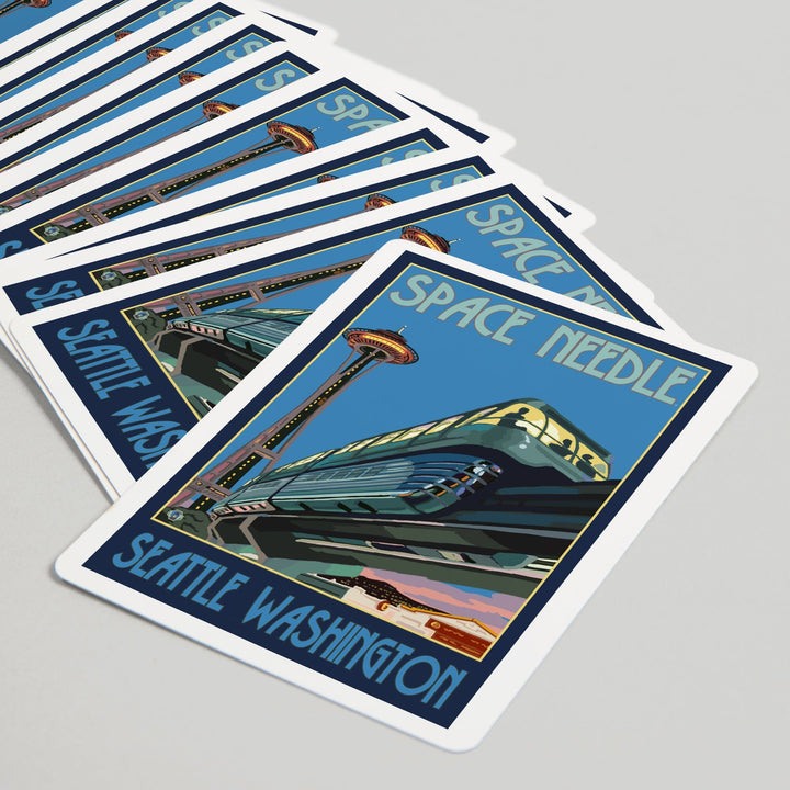 Playing Cards, Seattle, Washington, Space Needle and Monorail, 52 Card Deck with Jokers in Box, Unique Art Cards Lantern Press 