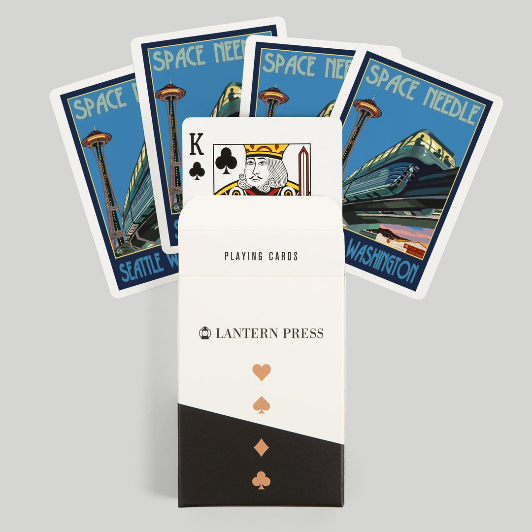 Playing Cards, Seattle, Washington, Space Needle and Monorail, 52 Card Deck with Jokers in Box, Unique Art Cards Lantern Press 