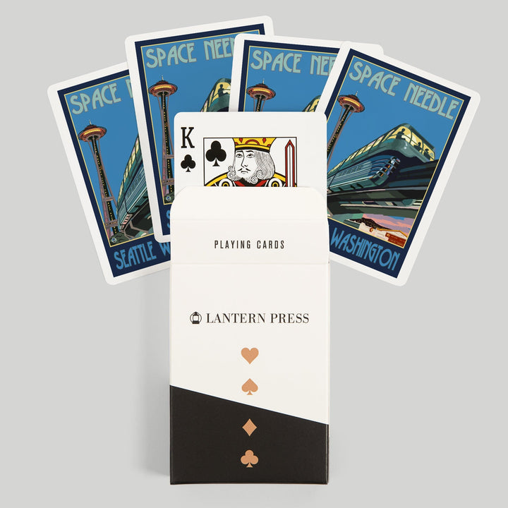 Playing Cards, Seattle, Washington, Space Needle and Monorail, 52 Card Deck with Jokers in Box, Unique Art Cards Lantern Press 