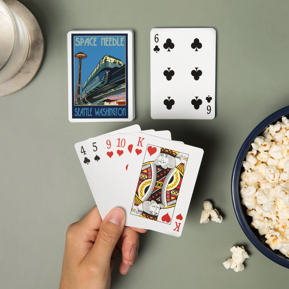 Playing Cards, Seattle, Washington, Space Needle and Monorail, 52 Card Deck with Jokers in Box, Unique Art Cards Lantern Press 