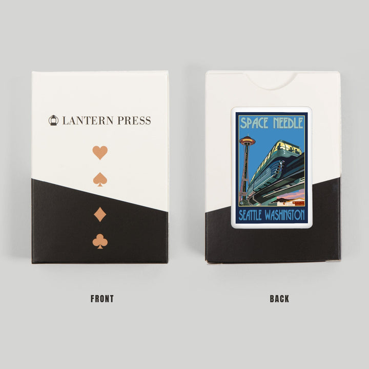 Playing Cards, Seattle, Washington, Space Needle and Monorail, 52 Card Deck with Jokers in Box, Unique Art Cards Lantern Press 