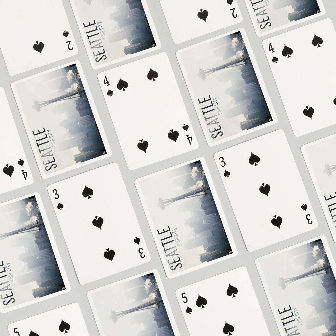 Playing Cards, Seattle, Washington, Space Needle and Skyline Fog, 52 Card Deck with Jokers in Box, Unique Art Cards Lantern Press 