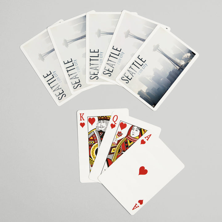 Playing Cards, Seattle, Washington, Space Needle and Skyline Fog, 52 Card Deck with Jokers in Box, Unique Art Cards Lantern Press 