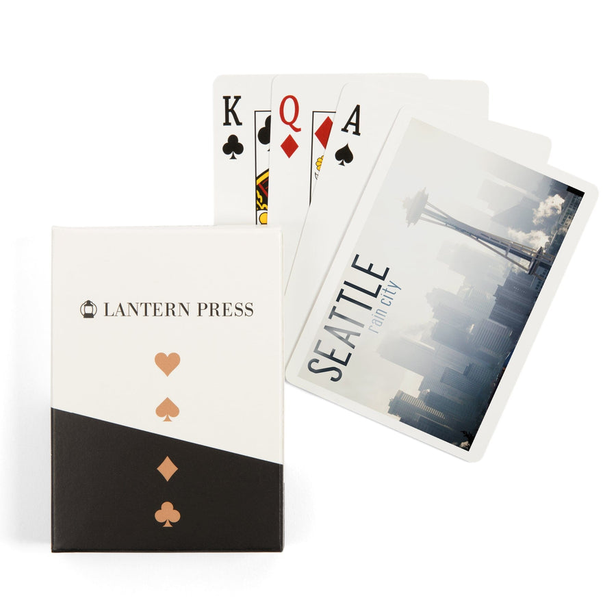 Playing Cards, Seattle, Washington, Space Needle and Skyline Fog, 52 Card Deck with Jokers in Box, Unique Art Cards Lantern Press 