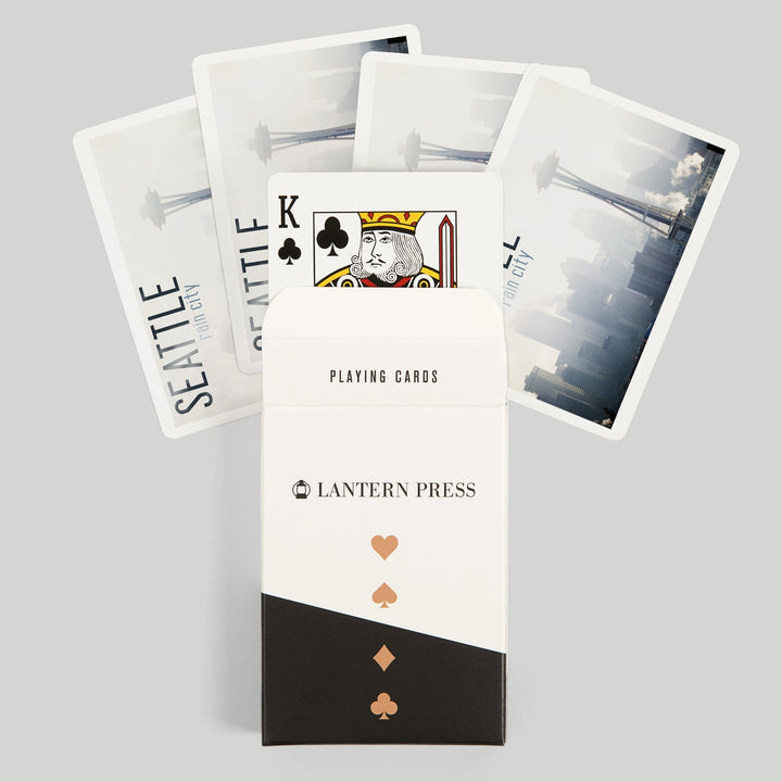 Playing Cards, Seattle, Washington, Space Needle and Skyline Fog, 52 Card Deck with Jokers in Box, Unique Art Cards Lantern Press 