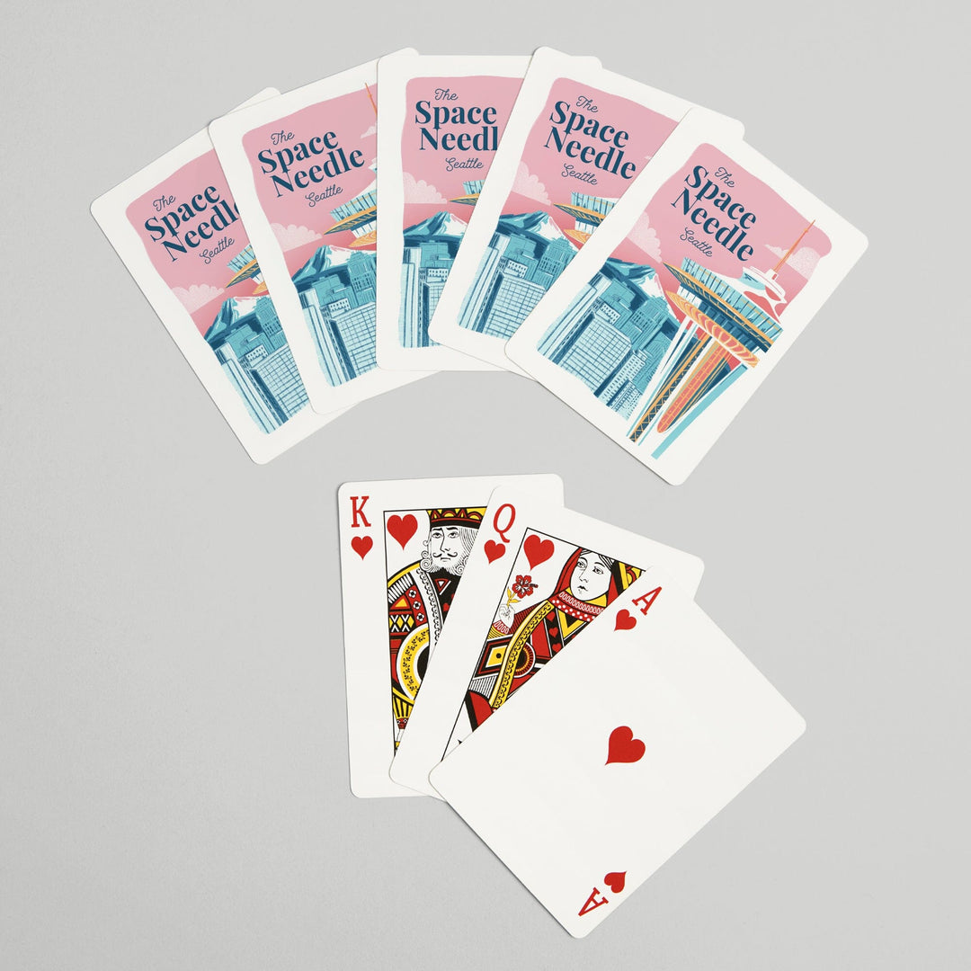 Playing Cards, Seattle, Washington, Space Needle, Epic City Scene, 52 Card Deck with Jokers in Box, Unique Art Cards Lantern Press 