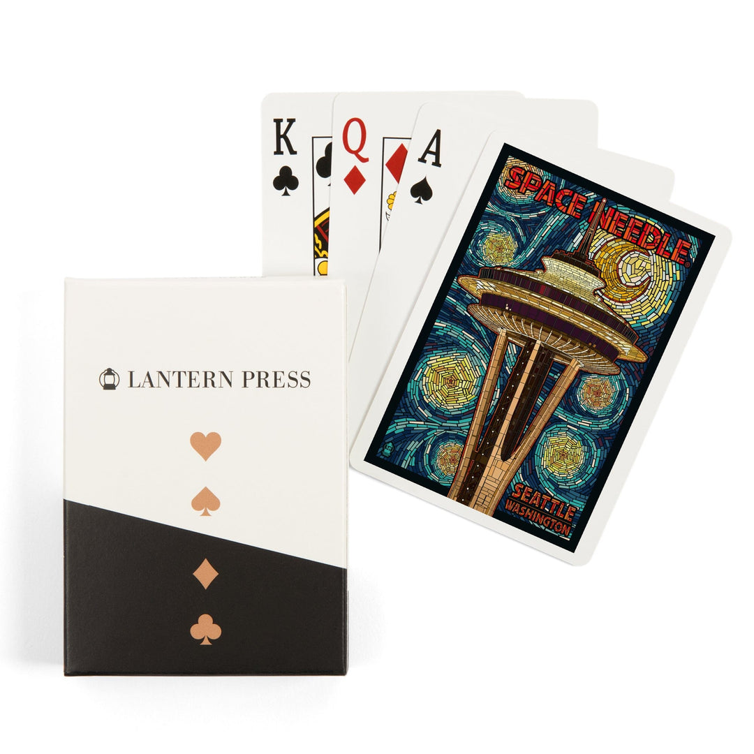 Playing Cards, Seattle, Washington, Space Needle Mosaic, 52 Card Deck with Jokers in Box, Unique Art Cards Lantern Press 