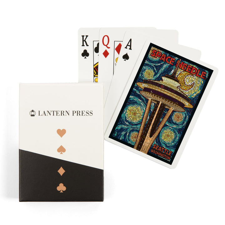 Playing Cards, Seattle, Washington, Space Needle Mosaic, 52 Card Deck with Jokers in Box, Unique Art Cards Lantern Press 