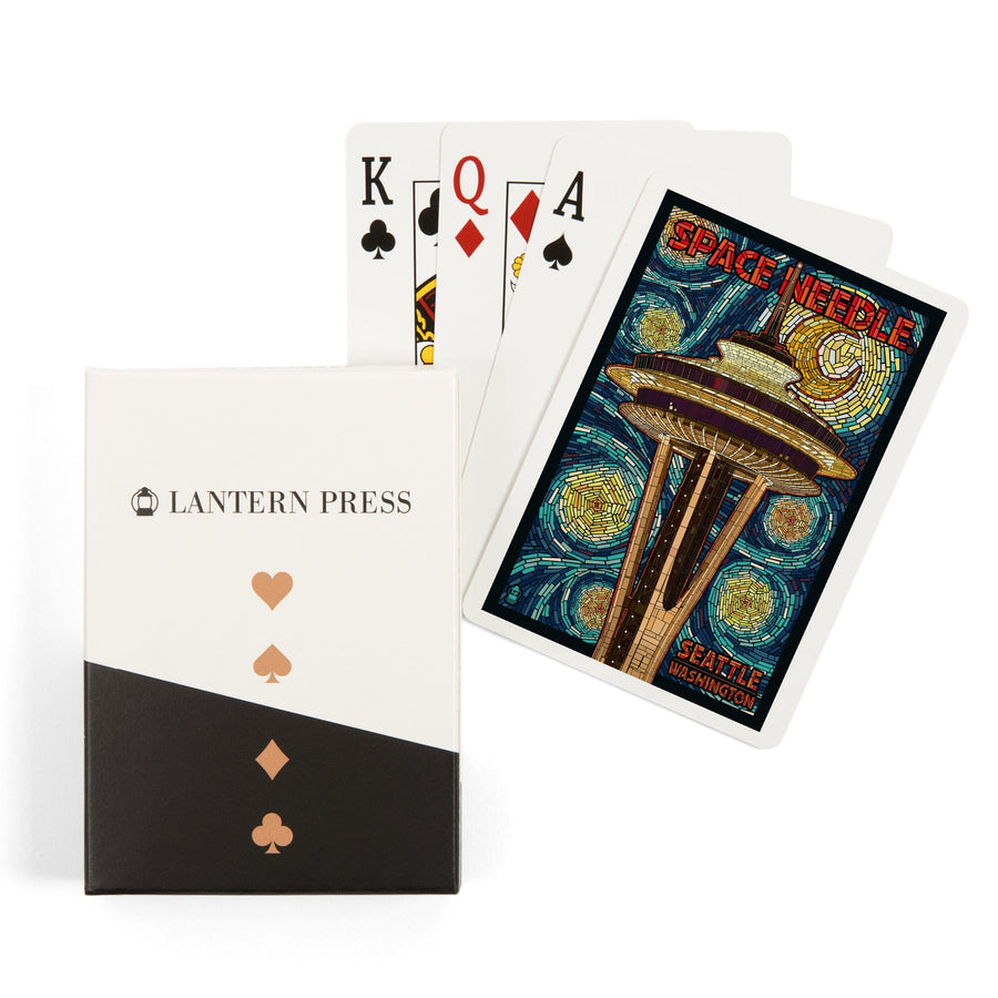 Playing Cards, Seattle, Washington, Space Needle Mosaic, 52 Card Deck with Jokers in Box, Unique Art Cards Lantern Press 