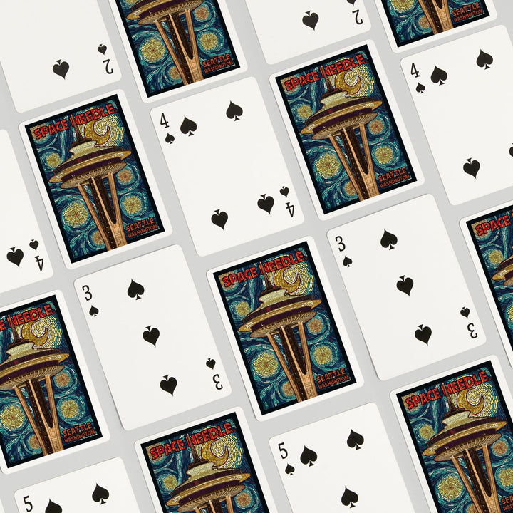 Playing Cards, Seattle, Washington, Space Needle Mosaic, 52 Card Deck with Jokers in Box, Unique Art Cards Lantern Press 