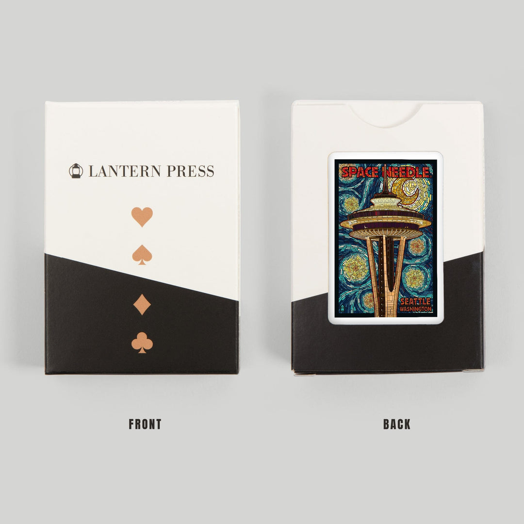 Playing Cards, Seattle, Washington, Space Needle Mosaic, 52 Card Deck with Jokers in Box, Unique Art Cards Lantern Press 