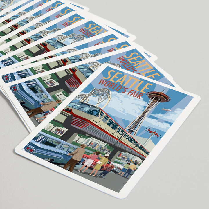 Playing Cards, Seattle, Washington, Space Needle Opening Day Scene, 52 Card Deck with Jokers in Box, Unique Art Cards Lantern Press 