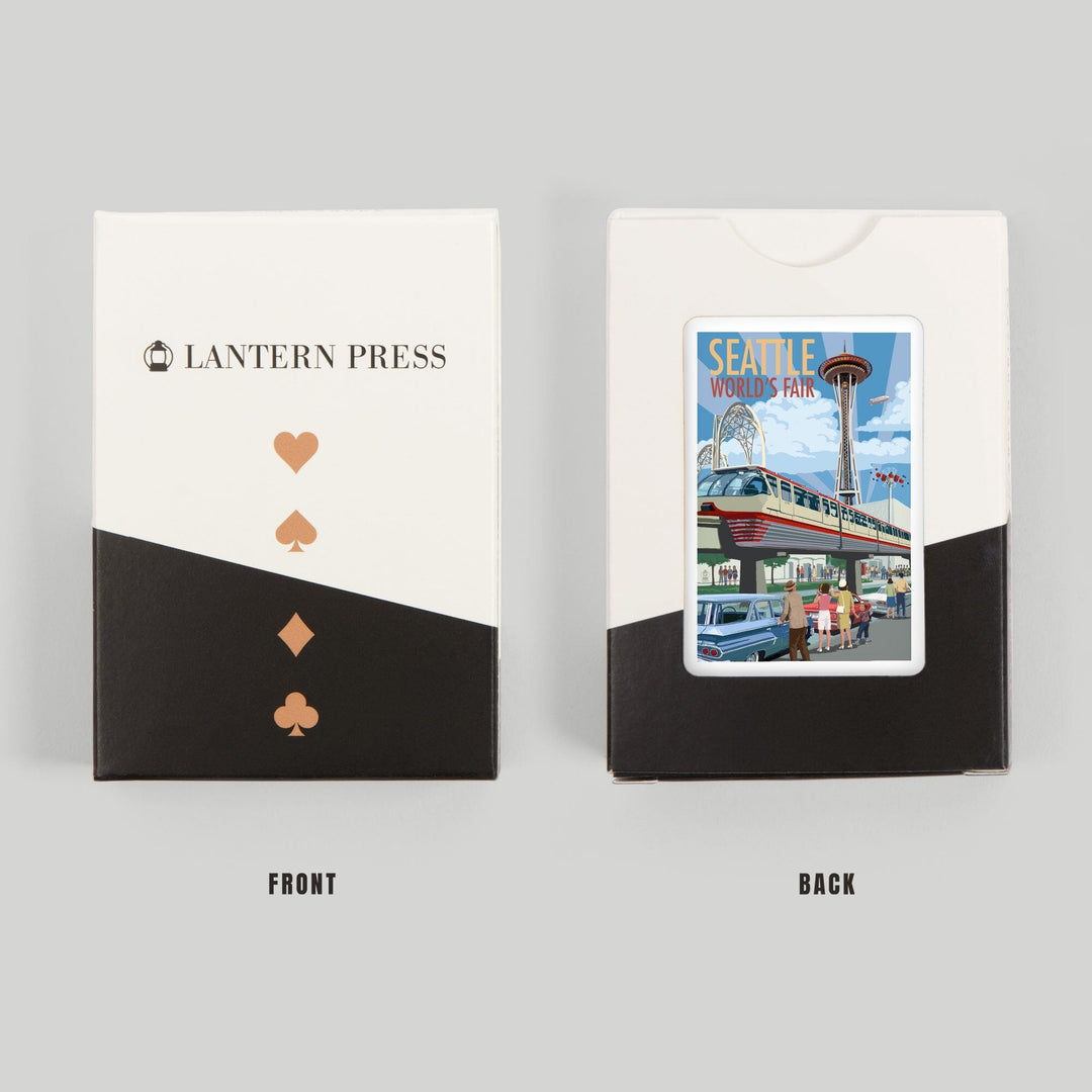 Playing Cards, Seattle, Washington, Space Needle Opening Day Scene, 52 Card Deck with Jokers in Box, Unique Art Cards Lantern Press 