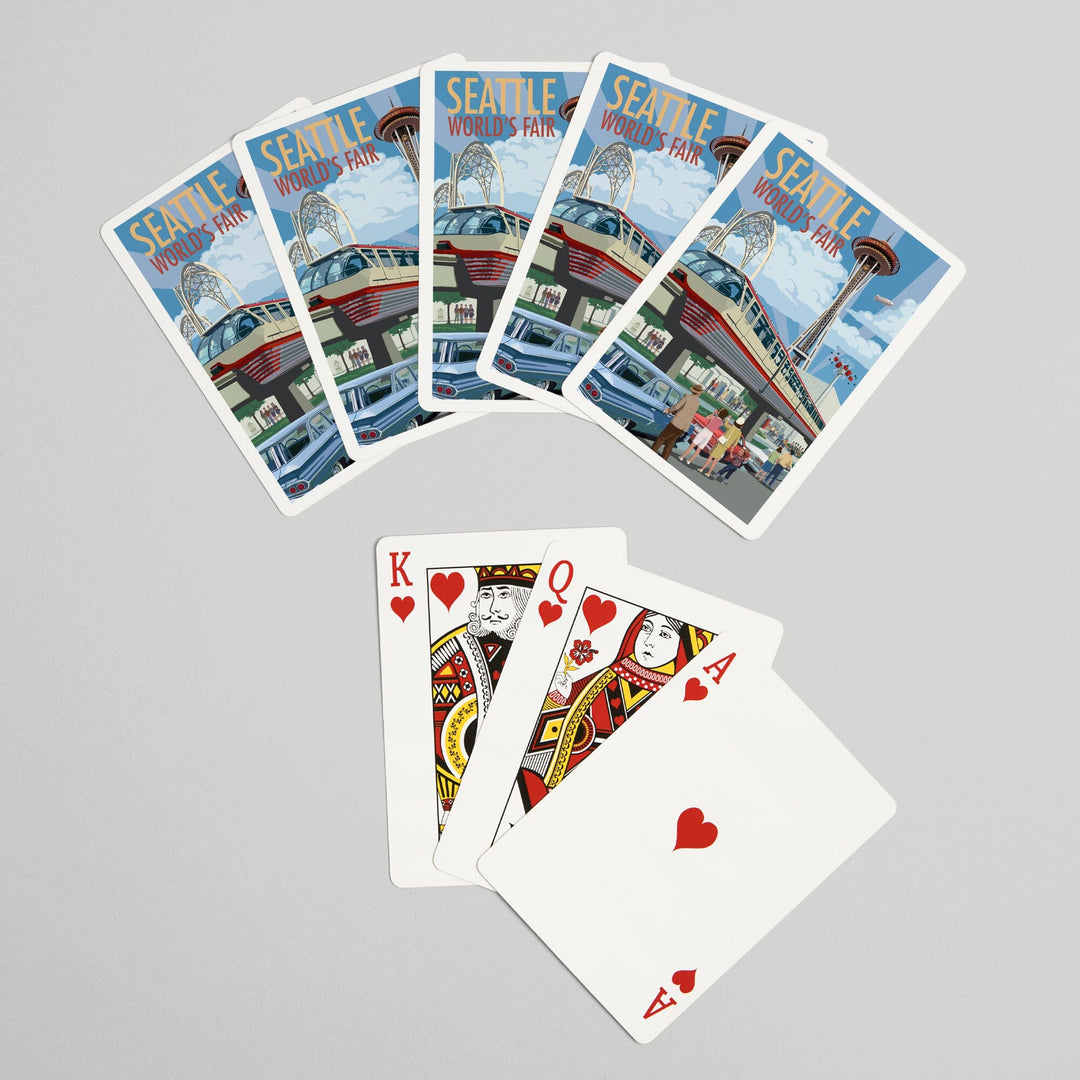 Playing Cards, Seattle, Washington, Space Needle Opening Day Scene, 52 Card Deck with Jokers in Box, Unique Art Cards Lantern Press 