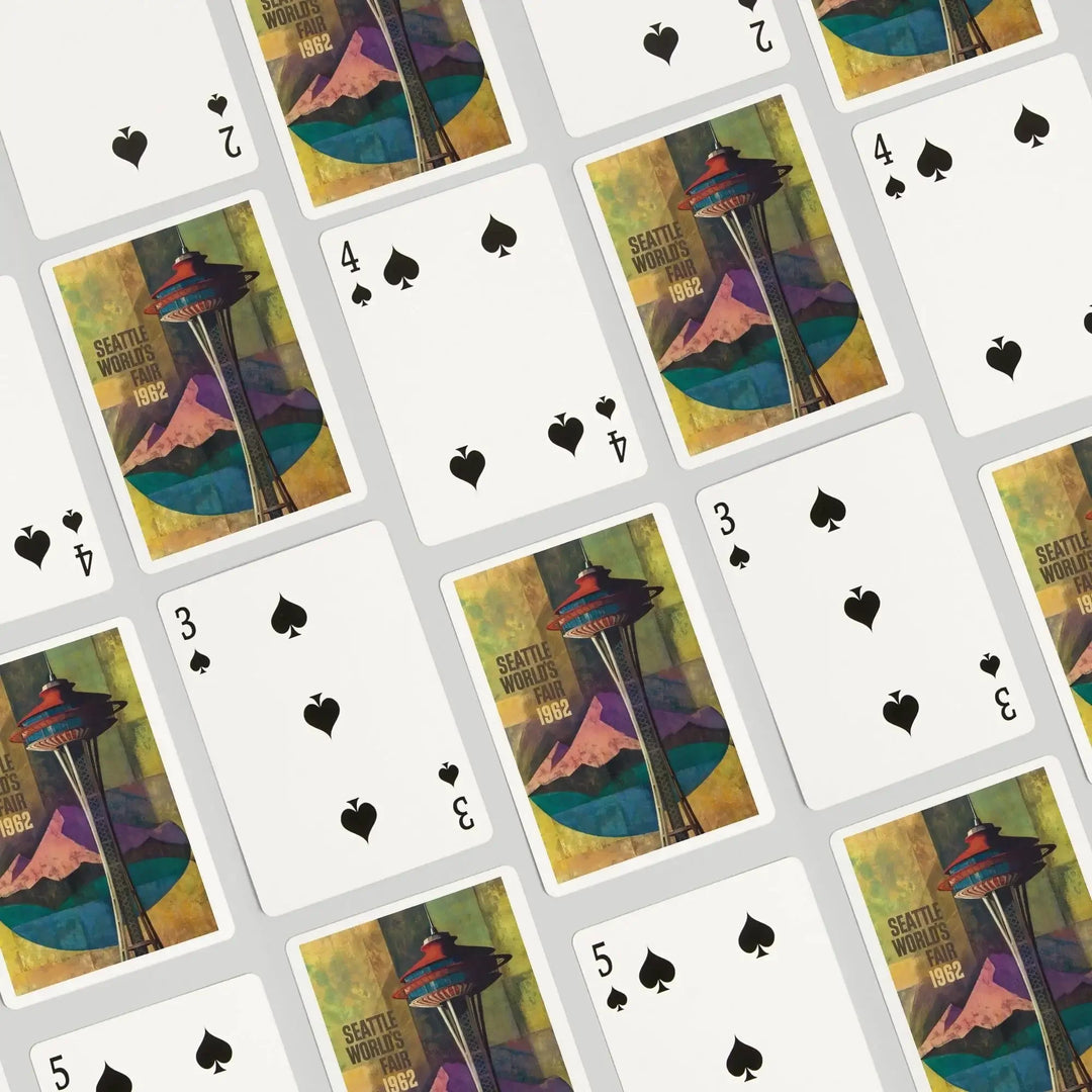 Playing Cards, Seattle, Washington, Space Needle World's Fair, Vintage Travel Poster, 52 Card Deck with Jokers in Box, Unique Art Cards Lantern Press 