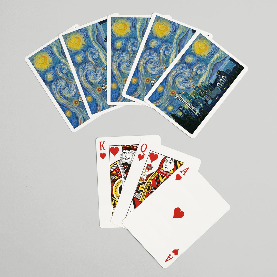Playing Cards, Seattle, Washington, Starry Night City Series, 52 Card Deck with Jokers in Box, Unique Art Cards Lantern Press 
