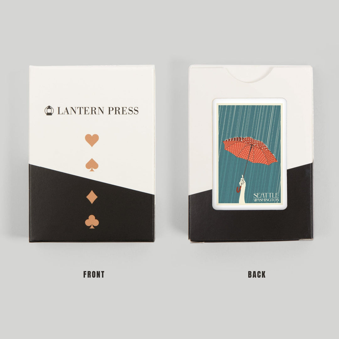 Playing Cards, Seattle, Washington, Umbrella Letterpress, 52 Card Deck with Jokers in Box, Unique Art Cards Lantern Press 