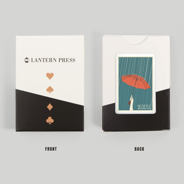 Playing Cards, Seattle, Washington, Umbrella Letterpress, 52 Card Deck with Jokers in Box, Unique Art Cards Lantern Press 