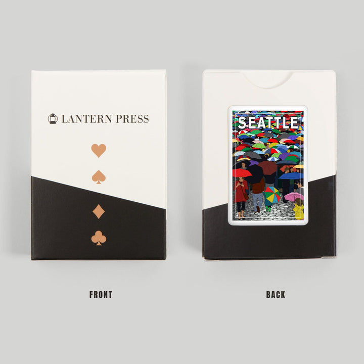 Playing Cards, Seattle, Washington, Umbrellas, 52 Card Deck with Jokers in Box, Unique Art Cards Lantern Press 