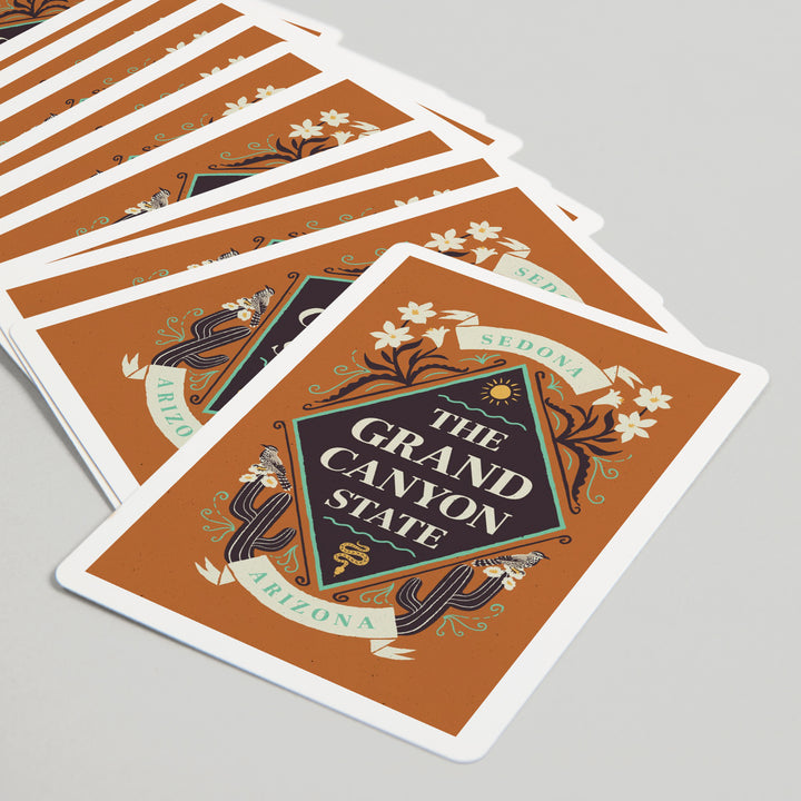 Playing Cards, Sedona, Arizona, State Motto Crest, State Series, 52 Card Deck with Jokers in Box, Unique Art Cards Lantern Press 