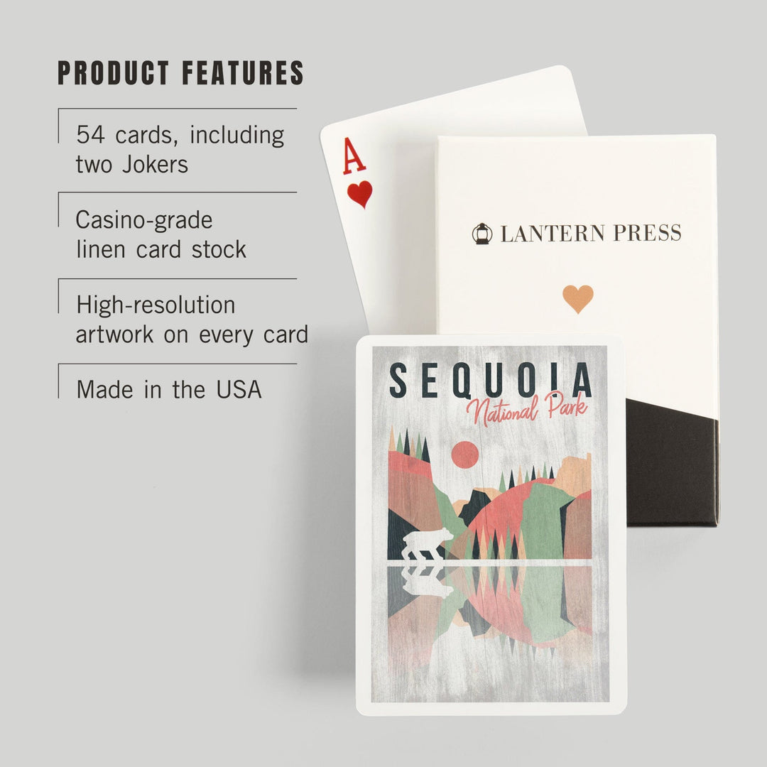 Playing Cards, Sequoia National Park, Bear, Geometric Opacity, 52 Card Deck with Jokers in Box, Unique Art Cards Lantern Press 