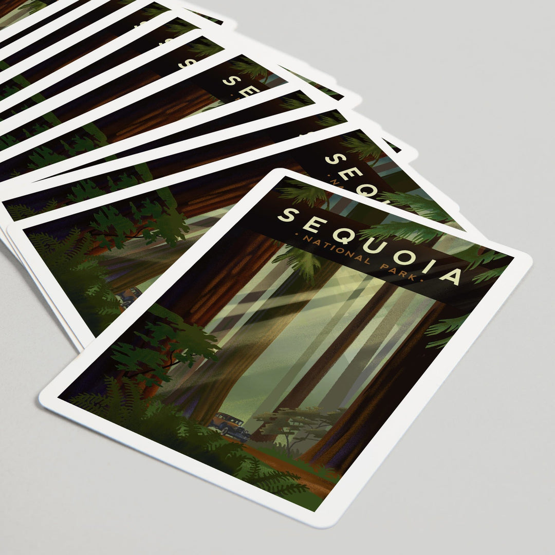 Playing Cards, Sequoia National Park, California, Redwood Forest, Geometric Lithograph, 52 Card Deck with Jokers in Box, Unique Art Cards Lantern Press 