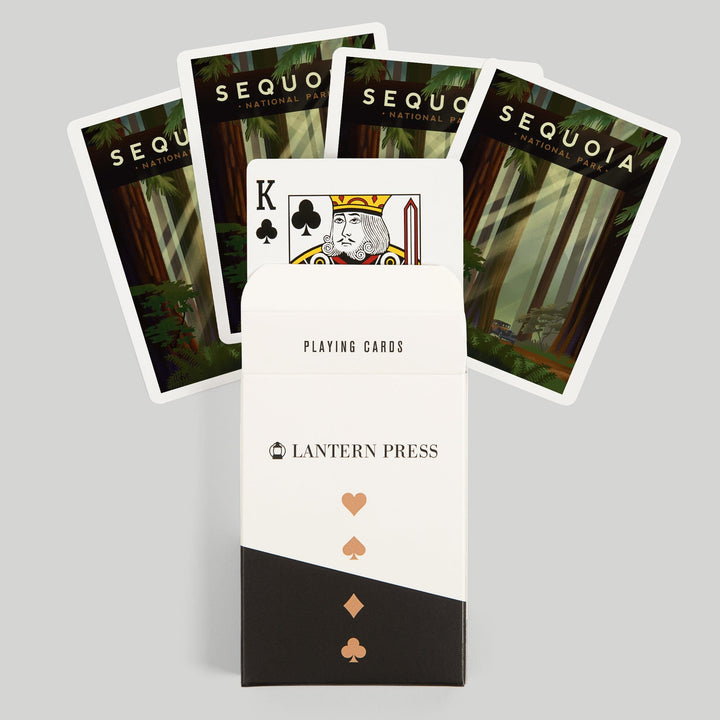 Playing Cards, Sequoia National Park, California, Redwood Forest, Geometric Lithograph, 52 Card Deck with Jokers in Box, Unique Art Cards Lantern Press 