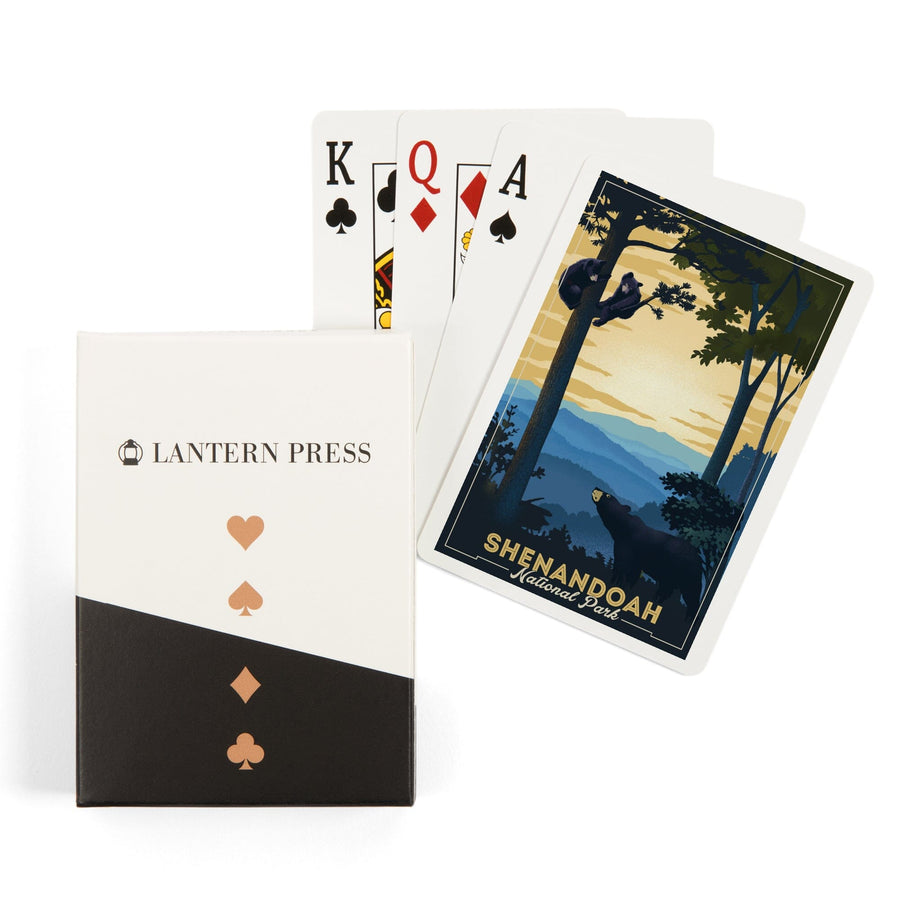 Playing Cards, Shenandoah National Park, Black Bears, Lithograph, 52 Card Deck with Jokers in Box, Unique Art Cards Lantern Press 