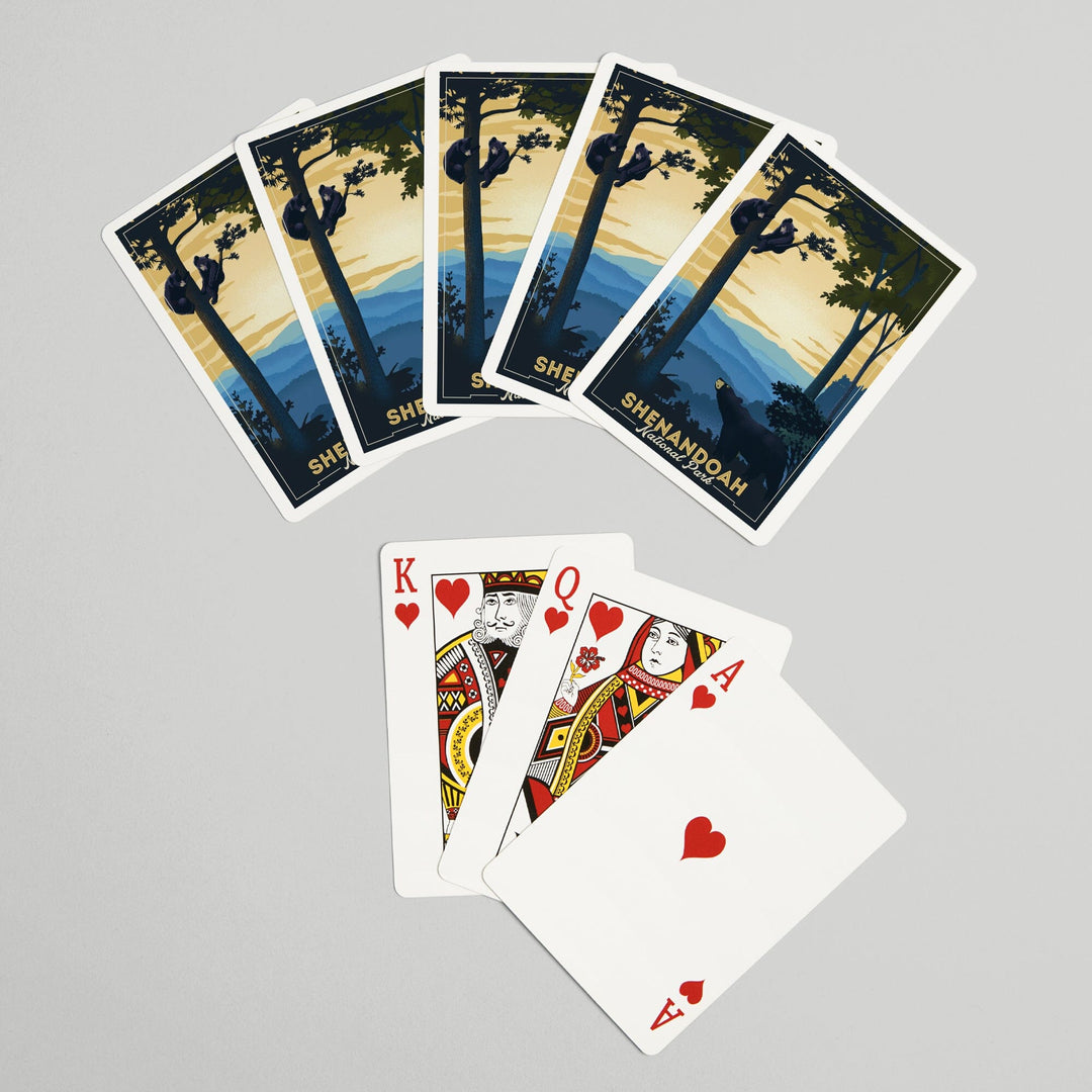 Playing Cards, Shenandoah National Park, Black Bears, Lithograph, 52 Card Deck with Jokers in Box, Unique Art Cards Lantern Press 