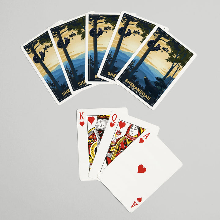 Playing Cards, Shenandoah National Park, Black Bears, Lithograph, 52 Card Deck with Jokers in Box, Unique Art Cards Lantern Press 