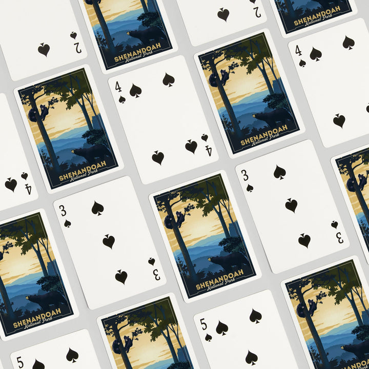 Playing Cards, Shenandoah National Park, Black Bears, Lithograph, 52 Card Deck with Jokers in Box, Unique Art Cards Lantern Press 
