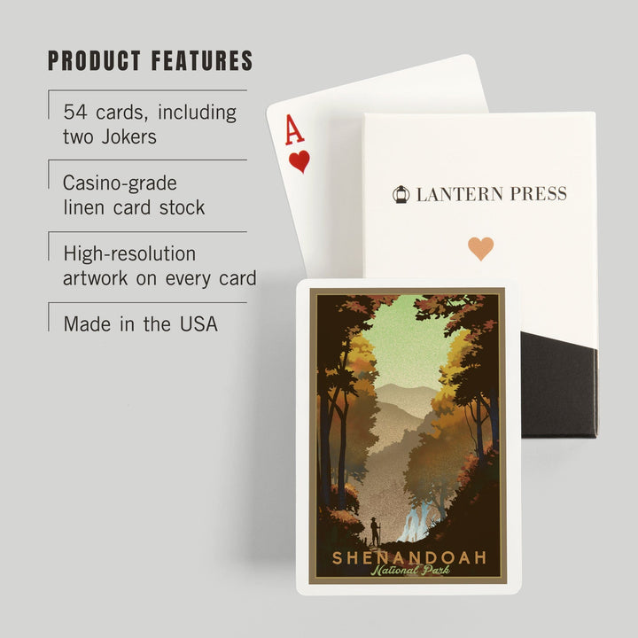 Playing Cards, Shenandoah National Park, Falls, Lithograph, 52 Card Deck with Jokers in Box, Unique Art Cards Lantern Press 