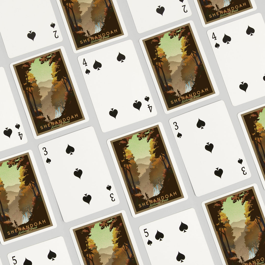 Playing Cards, Shenandoah National Park, Falls, Lithograph, 52 Card Deck with Jokers in Box, Unique Art Cards Lantern Press 