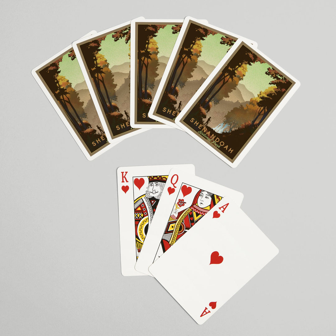 Playing Cards, Shenandoah National Park, Falls, Lithograph, 52 Card Deck with Jokers in Box, Unique Art Cards Lantern Press 
