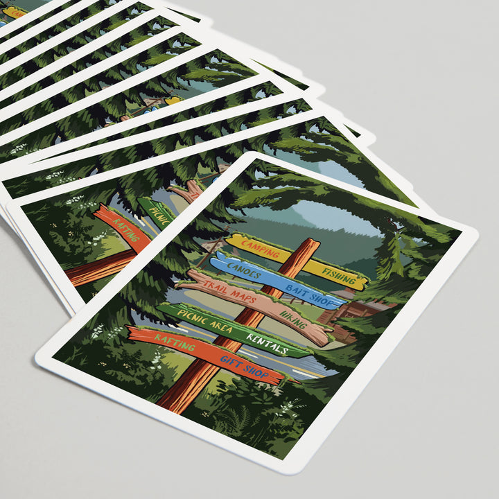 Playing Cards, Signpost, Forest and Camp, 52 Card Deck with Jokers in Box, Unique Art Cards Lantern Press 
