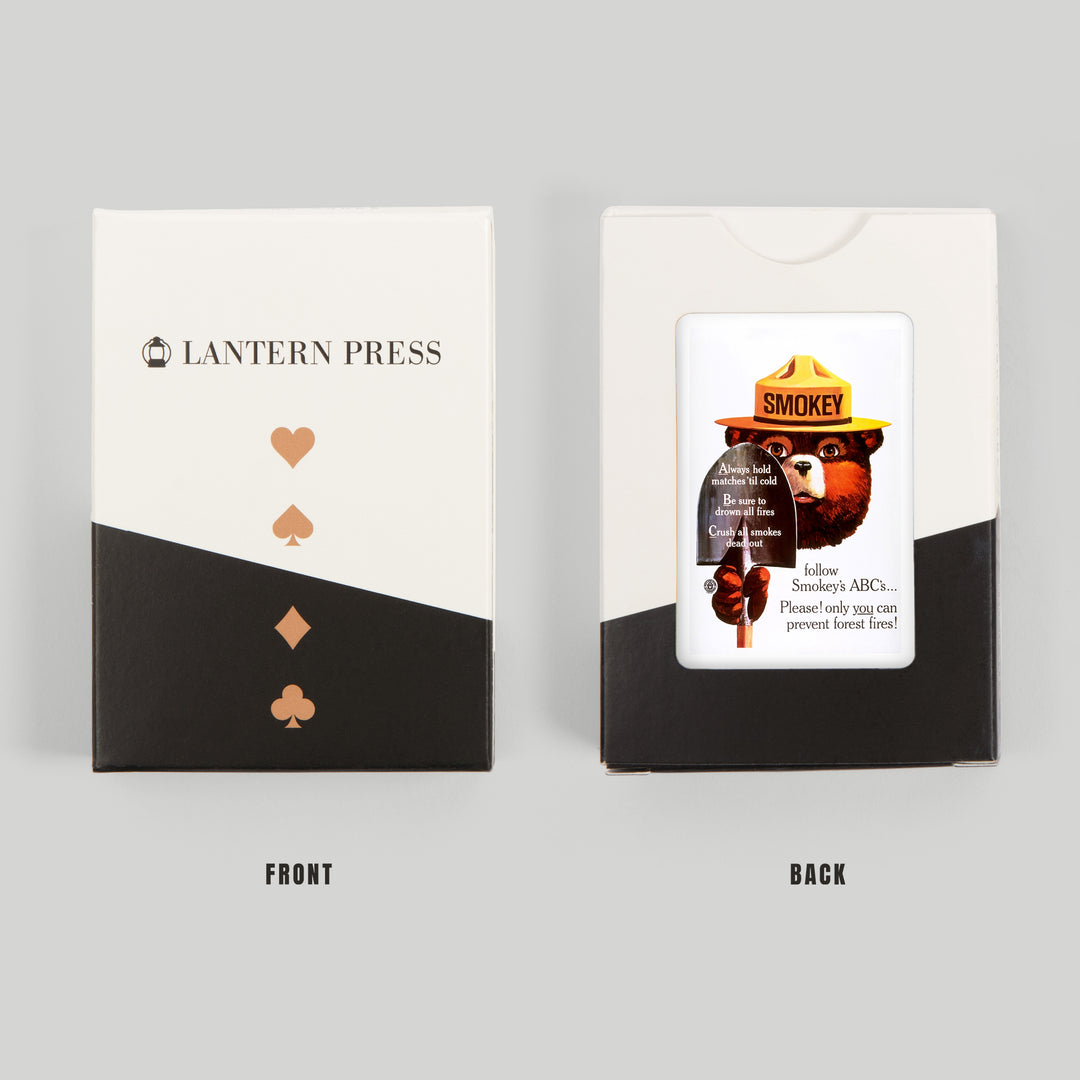 Playing Cards, Smokey Bear, ABCs, Shovels, Officially Licensed Vintage Poster, 52 Card Deck with Jokers in Box, Unique Art Cards Lantern Press 