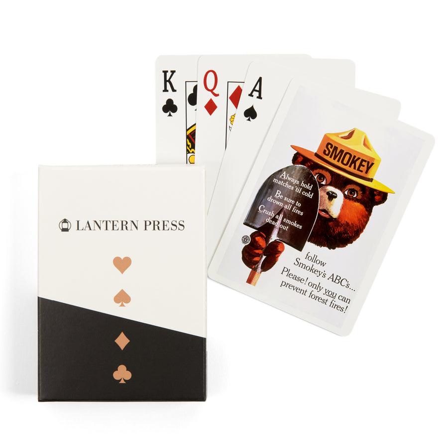 Playing Cards, Smokey Bear, ABCs, Shovels, Officially Licensed Vintage Poster, 52 Card Deck with Jokers in Box, Unique Art Cards Lantern Press 
