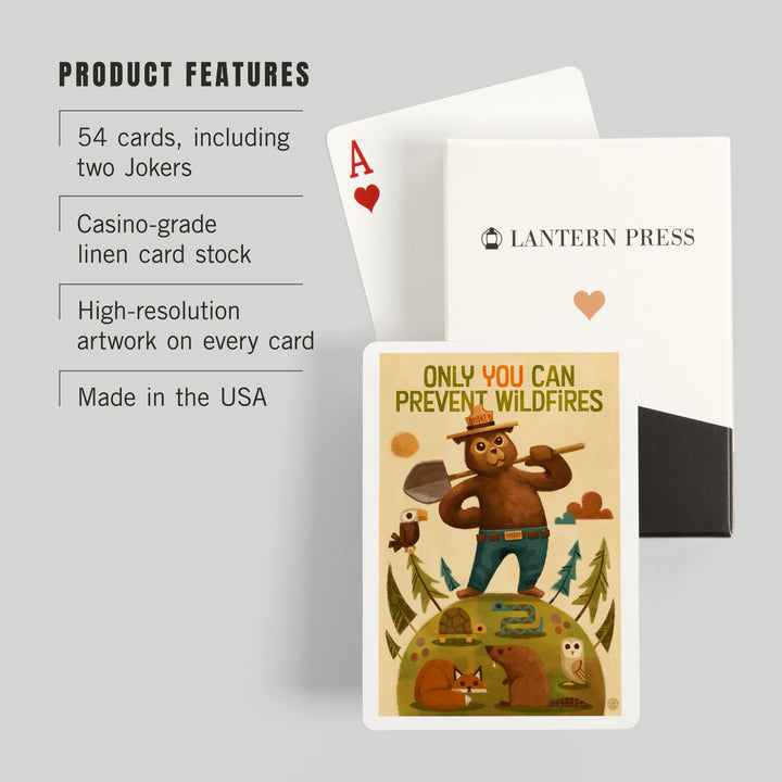 Playing Cards, Smokey Bear and Friends, Officially Licensed, 52 Card Deck with Jokers in Box, Unique Art Cards Lantern Press 