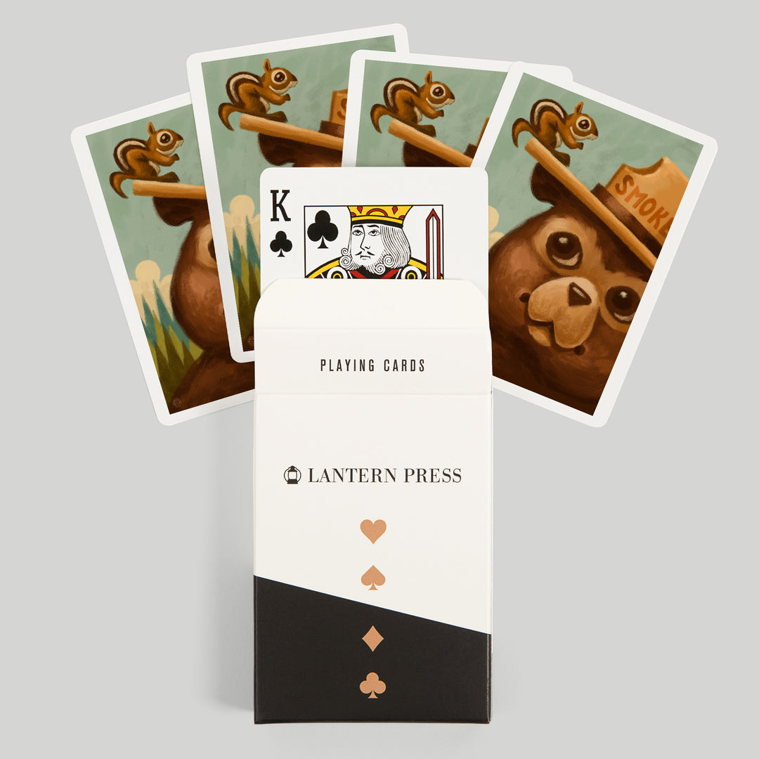 Playing Cards, Smokey Bear and Squirrel, Officially Licensed, 52 Card Deck with Jokers in Box, Unique Art Cards Lantern Press 
