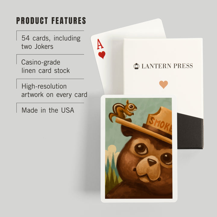 Playing Cards, Smokey Bear and Squirrel, Officially Licensed, 52 Card Deck with Jokers in Box, Unique Art Cards Lantern Press 