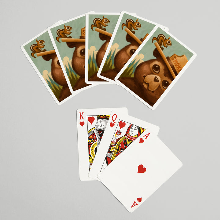 Playing Cards, Smokey Bear and Squirrel, Officially Licensed, 52 Card Deck with Jokers in Box, Unique Art Cards Lantern Press 