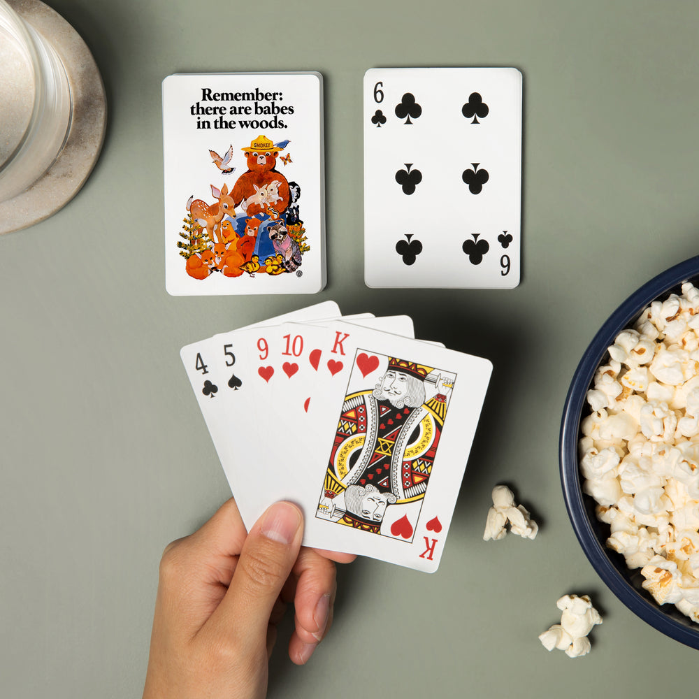 Playing Cards, Smokey Bear, Babes in the Woods, Vintage Poster, 52 Card Deck with Jokers in Box, Unique Art Cards Lantern Press 