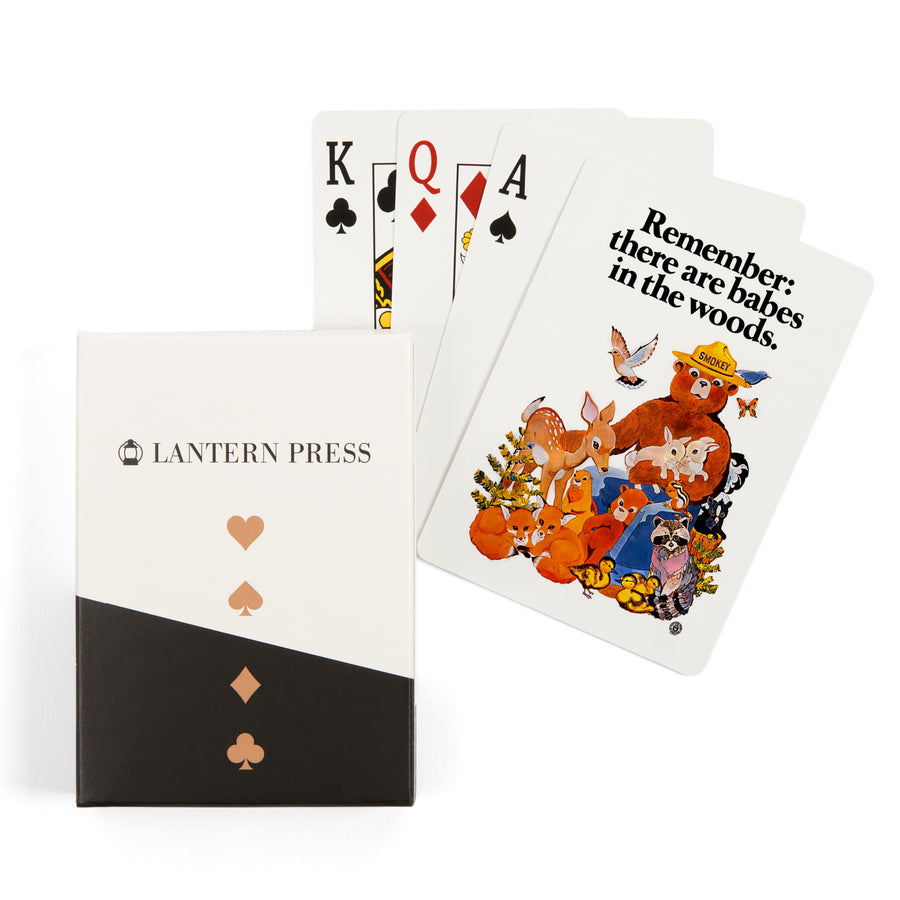 Playing Cards, Smokey Bear, Babes in the Woods, Vintage Poster, 52 Card Deck with Jokers in Box, Unique Art Cards Lantern Press 