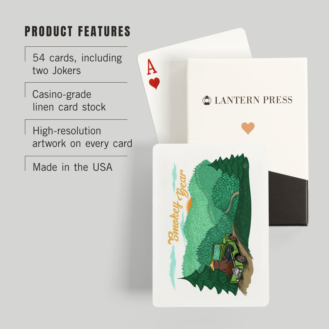 Playing Cards, Smokey Bear Driving, Officially Licensed, 52 Card Deck with Jokers in Box, Unique Art Cards Lantern Press 