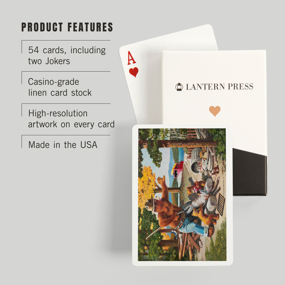 Playing Cards, Smokey Bear, Extinguishing Left Campfire, Officially Licensed Vintage Poster, 52 Card Deck with Jokers in Box, Unique Art Cards Lantern Press 