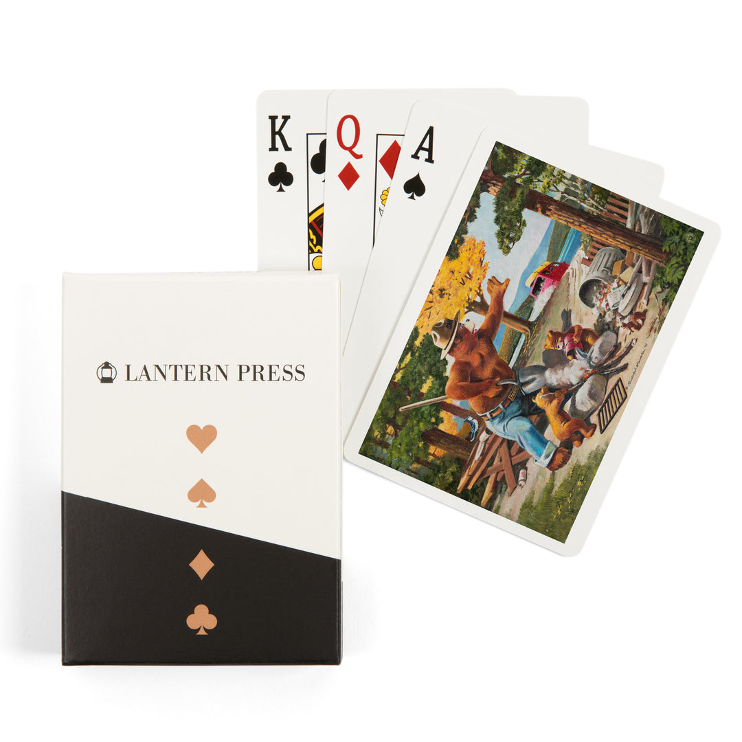 Playing Cards, Smokey Bear, Extinguishing Left Campfire, Officially Licensed Vintage Poster, 52 Card Deck with Jokers in Box, Unique Art Cards Lantern Press 