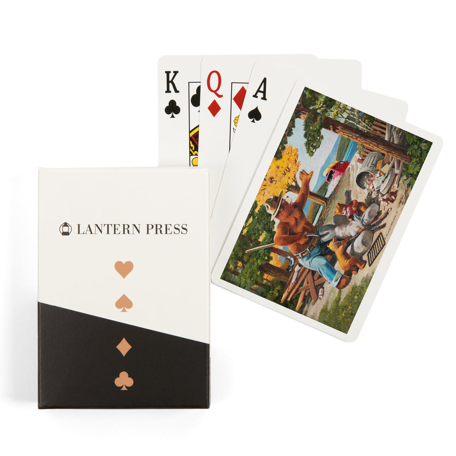 Playing Cards, Smokey Bear, Extinguishing Left Campfire, Officially Licensed Vintage Poster, 52 Card Deck with Jokers in Box, Unique Art Cards Lantern Press 