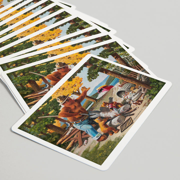 Playing Cards, Smokey Bear, Extinguishing Left Campfire, Officially Licensed Vintage Poster, 52 Card Deck with Jokers in Box, Unique Art Cards Lantern Press 