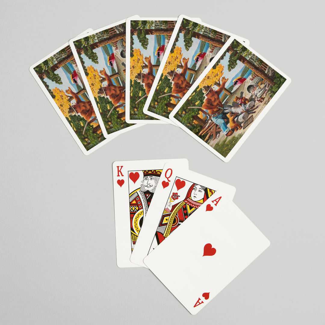 Playing Cards, Smokey Bear, Extinguishing Left Campfire, Officially Licensed Vintage Poster, 52 Card Deck with Jokers in Box, Unique Art Cards Lantern Press 